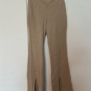 Aritzia Beige Flared Pants with Leg Slit